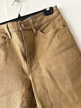 Ralph Lauren Gold Coated High Rise Bootcut Jeans